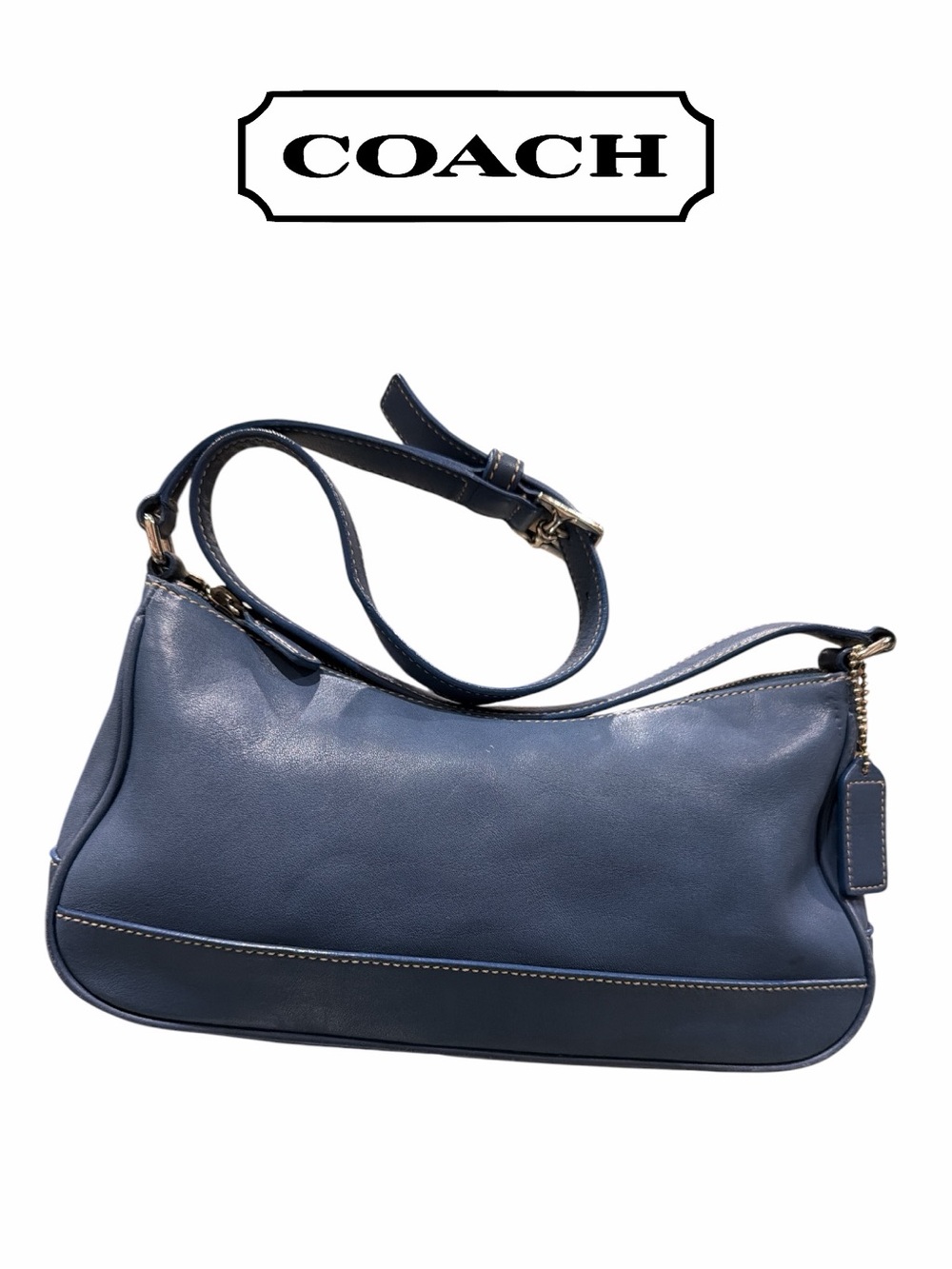 Coach VINTAGE Hampton Demi‎ Blue Leather Shoulder Bag